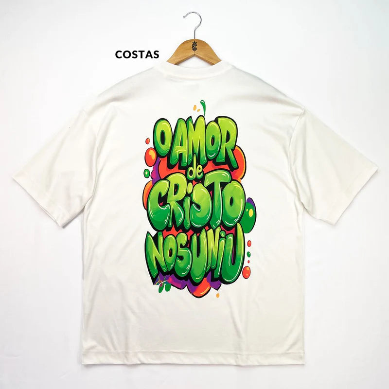 Oversized Off White Full O Amor De Cristo Nos Uniu