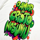 Oversized Off White Full O Amor De Cristo Nos Uniu